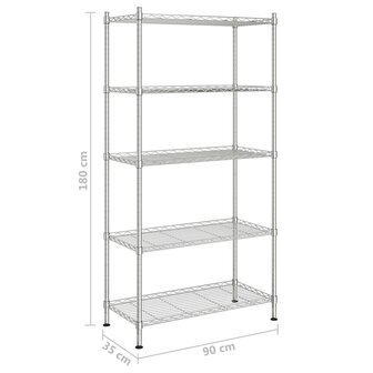 Opbergrek 5-laags 250 kg 90x35x180 cm chroomkleurig 7