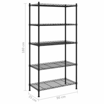 Opbergrek 5-laags 250 kg 90x35x180 cm zwart 7