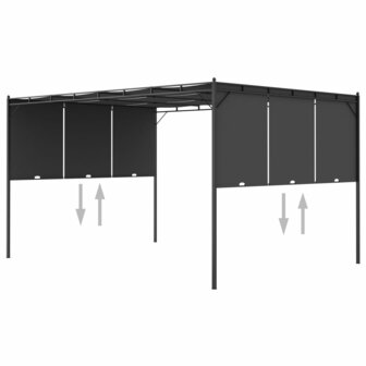 Tuinprieel met zijgordijn 4x3x2,25 m antraciet 6