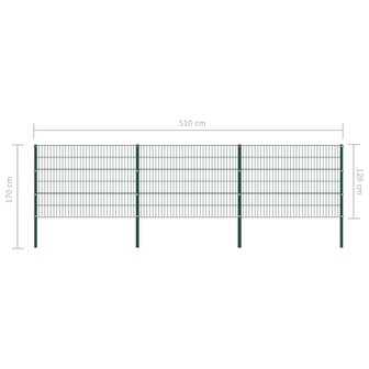 Schuttingpaneel met palen 5,1x1,2 m ijzer groen 5