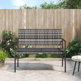Tuinbank 2-zits met kussen poly rattan grijs 1