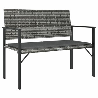 Tuinbank 2-zits met kussen poly rattan grijs 2