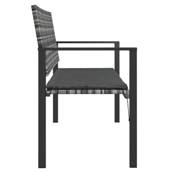 Tuinbank 2-zits met kussen poly rattan grijs 4