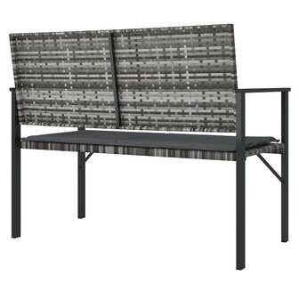 Tuinbank 2-zits met kussen poly rattan grijs 5