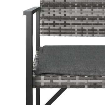Tuinbank 2-zits met kussen poly rattan grijs 6