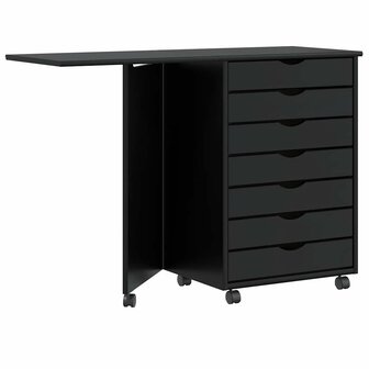 Rolkast met bureau MOSS massief grenenhout zwart 1