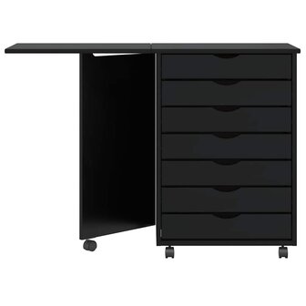 Rolkast met bureau MOSS massief grenenhout zwart 3