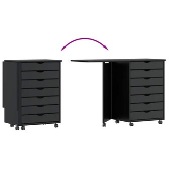 Rolkast met bureau MOSS massief grenenhout zwart 7