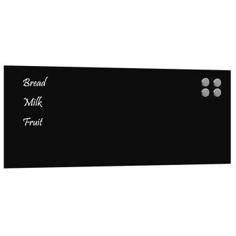 Magneetbord voor aan de wand 100x40 cm gehard glas zwart 2