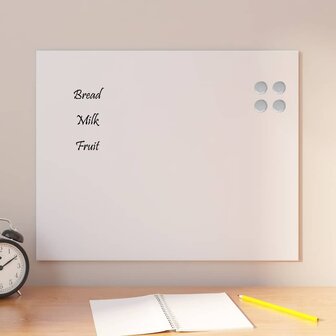 Magneetbord voor aan de wand 50x40 cm gehard glas wit 1