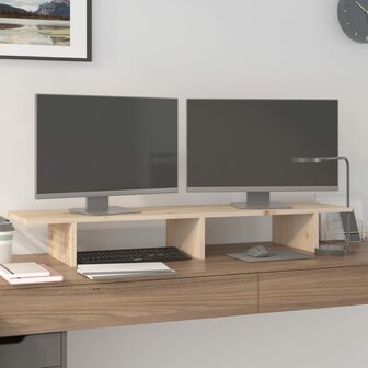 Monitorstandaard 100x27x15 cm massief grenenhout 1