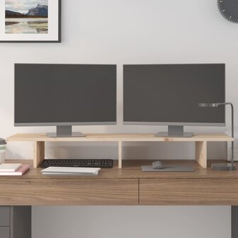 Monitorstandaard 100x27x15 cm massief grenenhout 3