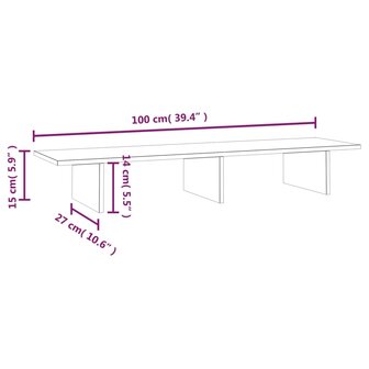 Monitorstandaard 100x27x15 cm massief grenenhout 8