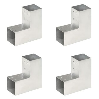Paalverbindingen 4 st L-vorm 81x81 mm gegalvaniseerd metaal 1