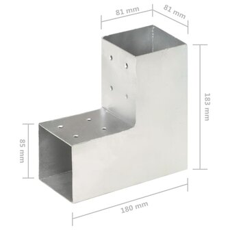 Paalverbindingen 4 st L-vorm 81x81 mm gegalvaniseerd metaal 7