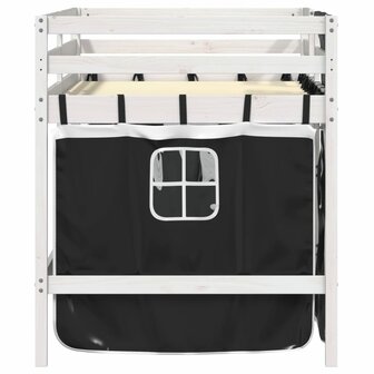 Kinderhoogslaper met gordijnen 90x200 cm grenenhout wit zwart 5