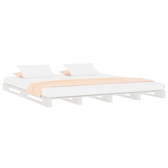 Palletbed massief grenenhout wit 140x200 cm 3