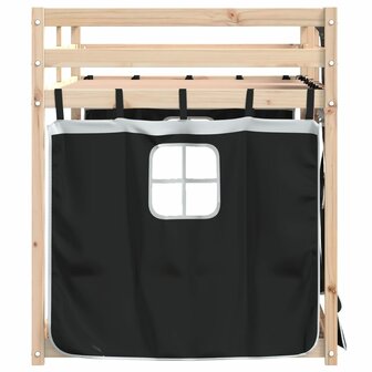 Stapelbed met gordijnen 90x200 cm grenenhout wit en zwart 6
