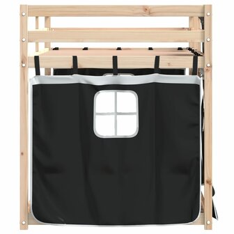 Stapelbed met gordijnen 80x200 cm grenenhout wit en zwart 6