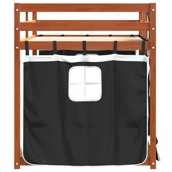 Stapelbed met gordijnen 75x190 cm grenenhout wit en zwart 6