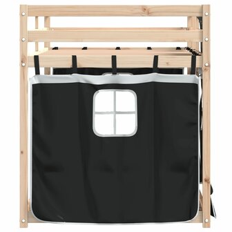 Stapelbed met gordijnen 90x190 cm grenenhout wit en zwart 5