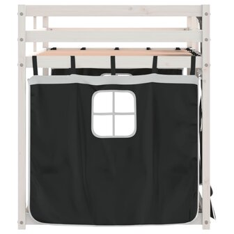 Stapelbed met gordijnen 90x190 cm grenenhout wit en zwart 6