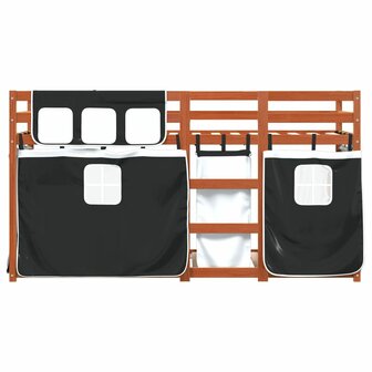 Stapelbed met gordijnen 90x200 cm grenenhout wit en zwart 5