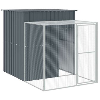 Kippenhok met ren 165x251x181 cm gegalvaniseerd staal antraciet 2