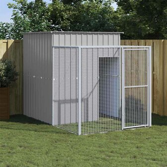 Kippenhok met ren 165x251x181 cm gegalvaniseerd staal grijs 1