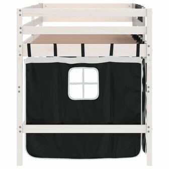 Kinderhoogslaper met gordijnen 80x200 cm massief grenenhout 8