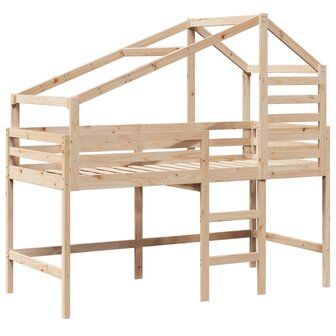 Halfhoogslaper met ladder en bedhuis grenenhout 90x190 cm 3