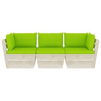Tuinbank 3-zits met kussens pallet vurenhout 3