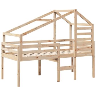 Hoogslaper met dak massief grenenhout wasbruin 75x190 cm 3