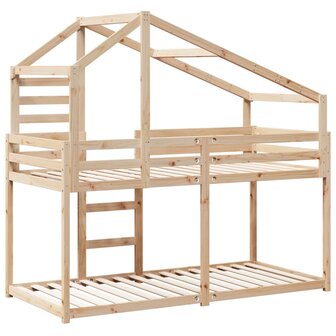Stapelbedframe zonder matras massief grenenhout 90x190 cm 6