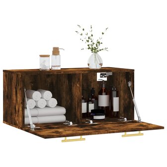 Wandkast 80x36,5x35 cm bewerkt hout gerookt eikenkleurig 4