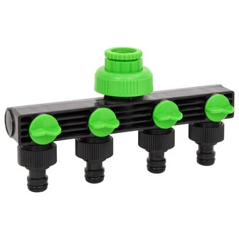 Kraanadapter 4-wegs 19,5x6x11 cm ABS &amp; PP groen en zwart 1