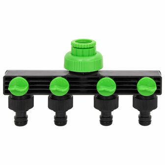 Kraanadapter 4-wegs 19,5x6x11 cm ABS &amp; PP groen en zwart 2