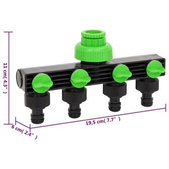 Kraanadapter 4-wegs 19,5x6x11 cm ABS &amp; PP groen en zwart 6