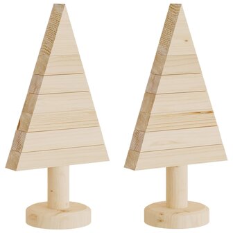 Kerstdecoraties kerstboom 2 st 30 cm massief grenenhout 2