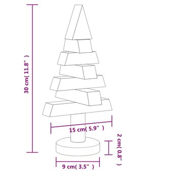 Kerstdecoraties kerstboom 2 st 30 cm massief grenenhout 9