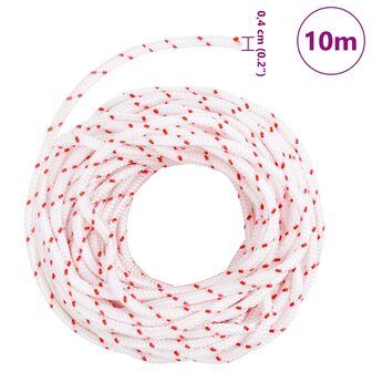 Trekkoord startkoord wit en rood &Oslash;4 mm 10 m nylon 9