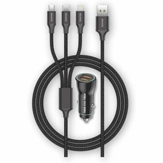 Universele USB-Autolader + Kabel Tech One Tech TEC2810 Dubbel USB x 2 2