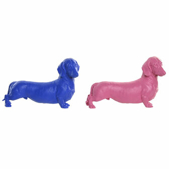 Decoratieve figuren Home ESPRIT Blauw Roze Hond 37 X 16,5 X 25 CM (2 Stuks) 1