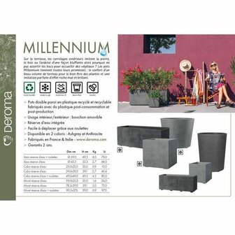 Zelfwaterende plantenpot Deroma Millennium R Grijs Plastic Gerecycled plastic Rechthoekig 4
