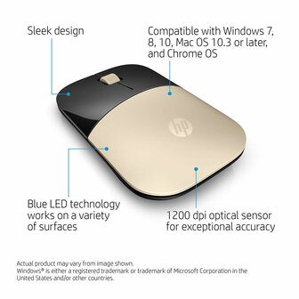 Wireless muis HP X7Q43AA Gouden 1200 DPI 8