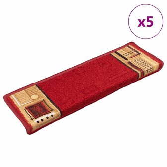 Trapmatten zelfklevend 5 st 65x21x4 cm rood 1