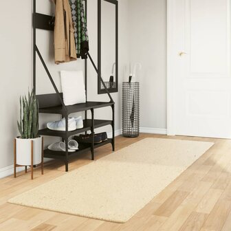 Vloerkleed HUARTE laagpolig zacht wasbaar 80x250 cm cr&egrave;me 1