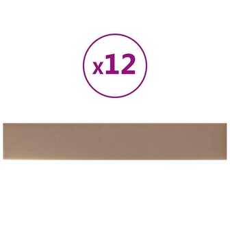 Wandpanelen 12 st 1,62 m&sup2; 90x15 cm kunstleer cappuccinokleurig 2