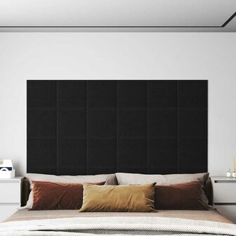 Wandpanelen 12 st 1,08 m&sup2; 30x30 cm stof zwart 1