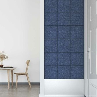 Wandpanelen 12 st 1,08 m&sup2; 30x30 cm stof blauw 6
